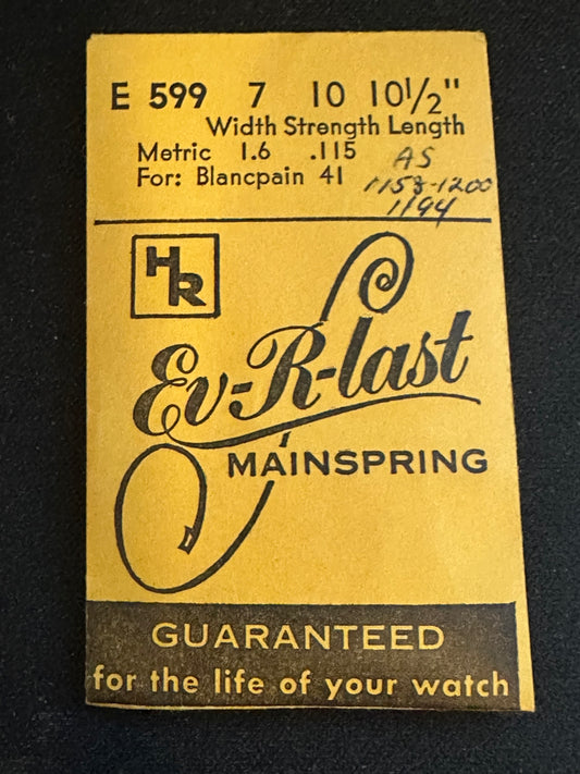 HR Ev-R-Last Mainspring E599 for Blancpain caliber 41 - Steel