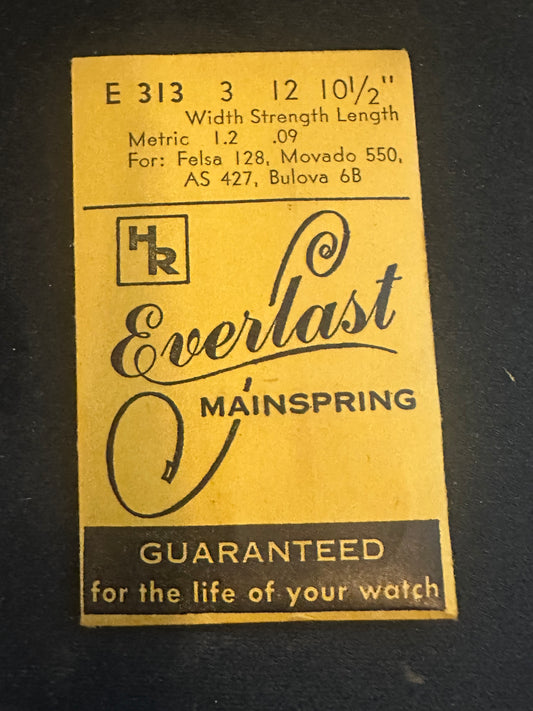 HR Mainspring E313 for Bulova 6B, Felsa 128, AS 427, Movado 550 - Steel