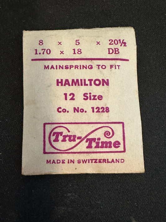 Tru-Time Mainspring For Hamilton 12s Factory No. 1228 - Steel