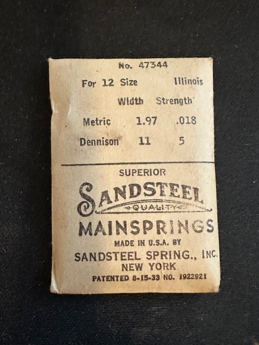 Sandsteel Mainspring for Illinois 12s Factory No. 47344 - Steel