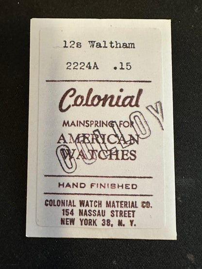 Colonial Mainspring for Waltham 12s Factory No. 2224A - Alloy