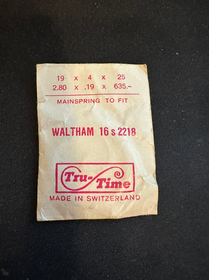 Tru-Time Mainspring for Waltham 16s No. 2218 - Steel