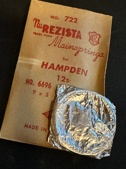 NuREZISTA Mainspring #722 for Hampden 12s Factory No. 6696 - Steel