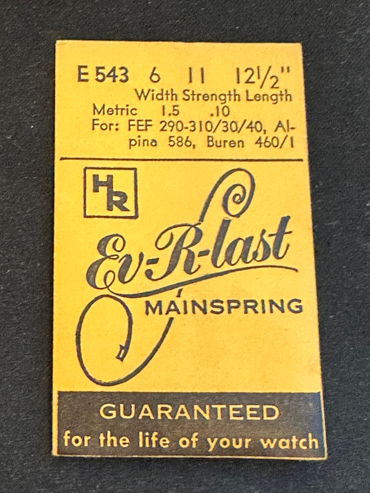 HR Mainspring No. E543 for FEF 290-310, 330, 340, Alpina 586, Buren 460, 461 - Steel