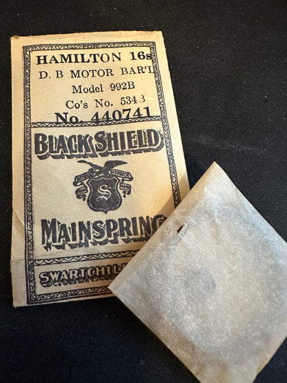 Swartchild Black Shield Mainspring 440741 for Hamilton 16s No. 534B - Steel