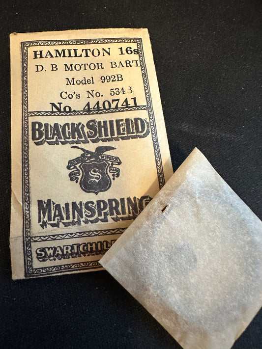 Swartchild Black Shield Mainspring 440741 for Hamilton 16s No. 534B - Steel