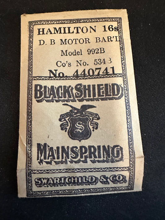 Swartchild Black Shield Mainspring 440741 for Hamilton 16s No. 534B - Steel