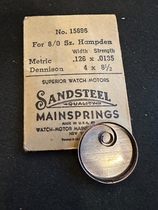 Sandsteel Mainspring for 8/0s Hampden Factory No. 15696 - Steel