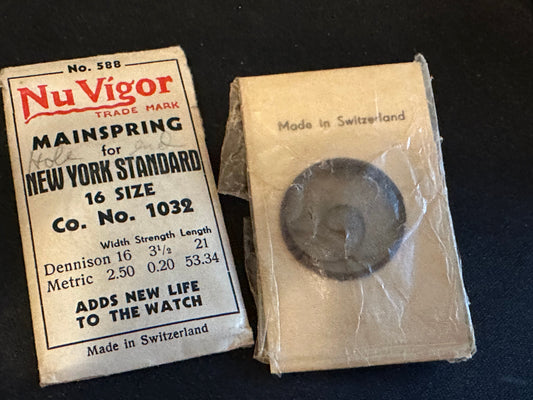 NuVigor Mainspring #588 for NY Standard 16s No. 1032 - Steel