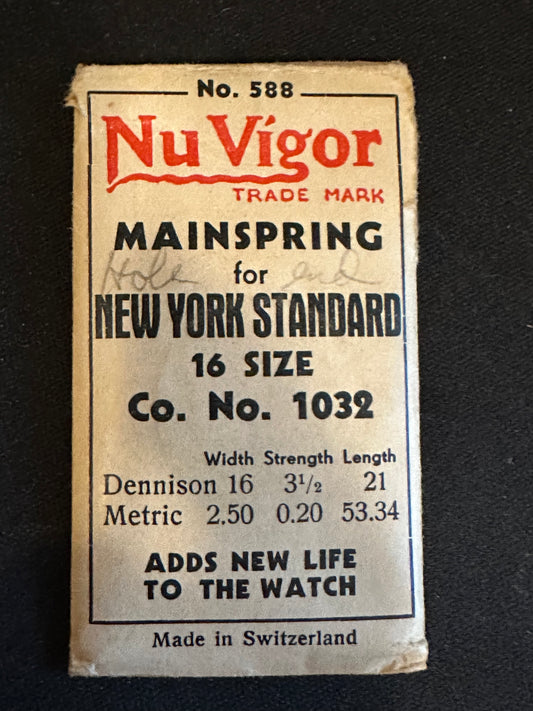 NuVigor Mainspring #588 for NY Standard 16s No. 1032 - Steel