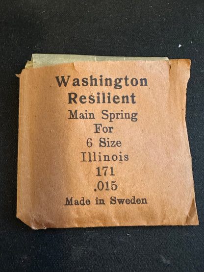 Washington Resilient Mainspring for Illinois 6s Factory No. 47353 - Steel