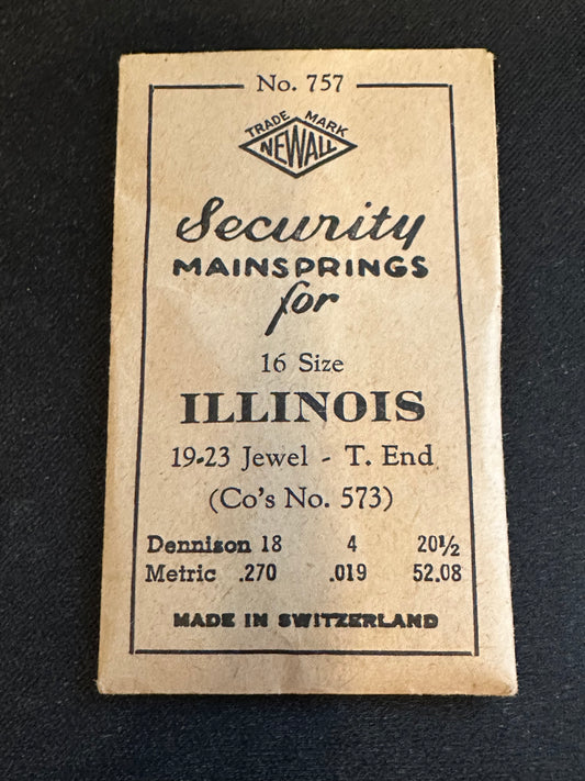 Newall Security Mainspring #757 for 16s Illinois No. 47316 - Steel
