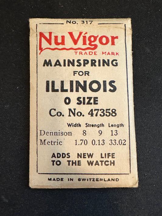 NuVigor Mainspring #317 for Illinois 0s movements No. 47358 - Steel