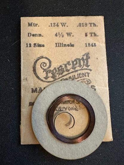 Crescent Mainspring for 12s - 13s Illinois Factory No. 47338 - Steel