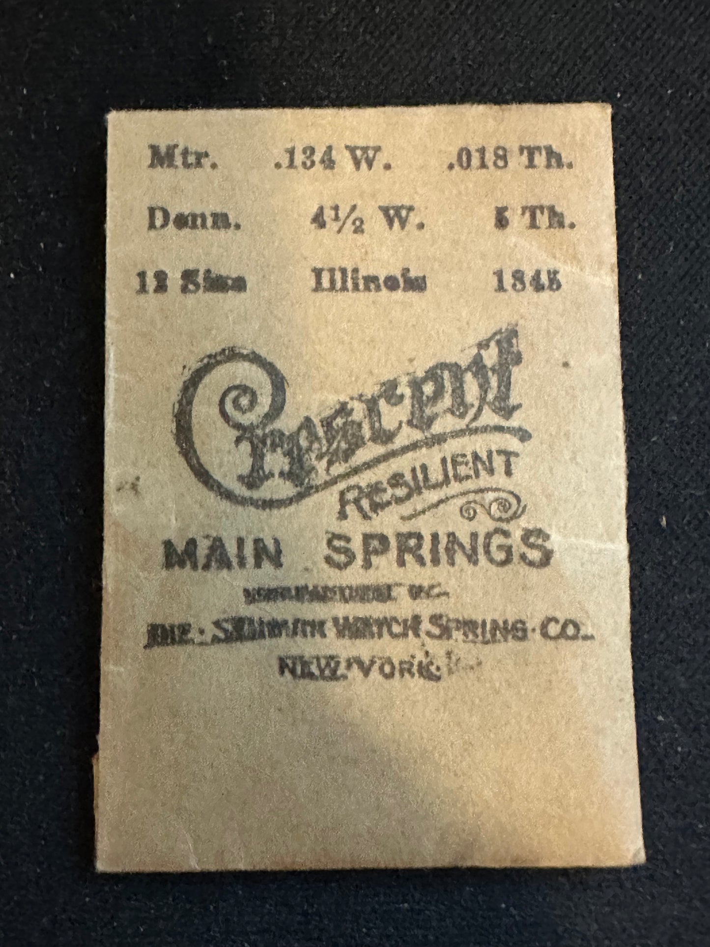Crescent Mainspring for 12s - 13s Illinois Factory No. 47338 - Steel
