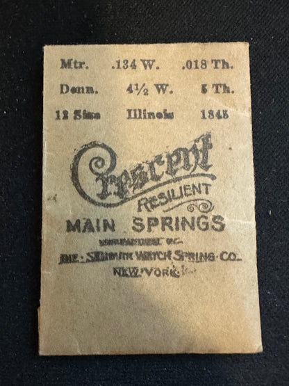 Crescent Mainspring for 12s - 13s Illinois Factory No. 47338 - Steel