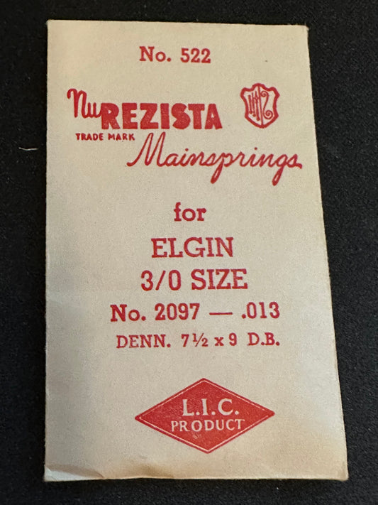 NuRezista Mainspring #522 for Elgin 0s & 3/0s No. No. 2097 - Steel