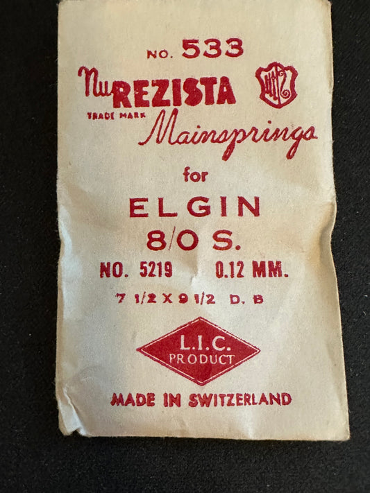 NuRezista Mainspring #533 for Elgin 8/0s Factory No. 5219 - Steel
