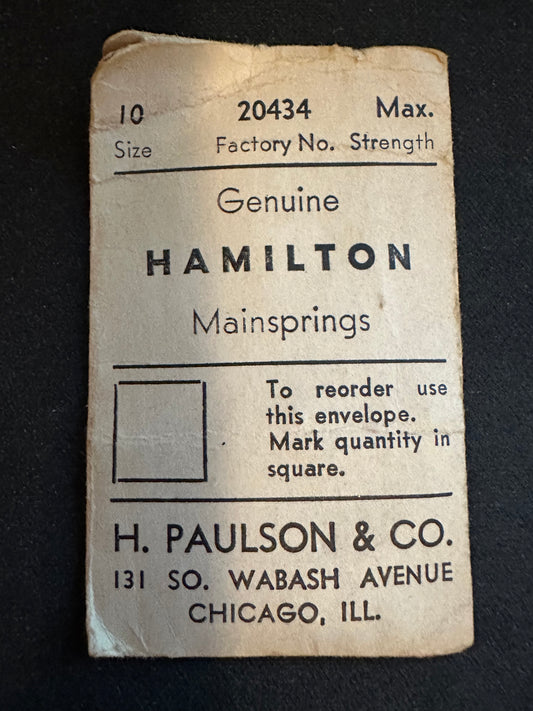 Paulson repackaged Hamilton Dynavar 10s Mainspring No. 20434 / 717102 - Alloy