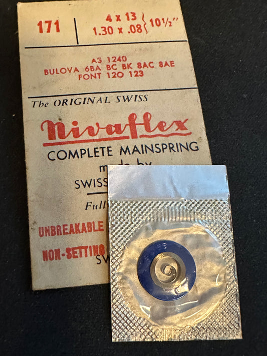 Nivaflex Mainspring No. 171 for Font 120, 123, AS 1240, Bulova 6BA, 6BC, 6BK, 8AC, 8AE - Alloy