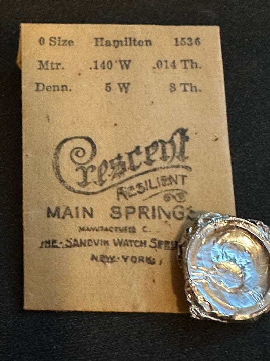 Crescent Resilient Mainspring for 0s Hamilton Factory No. 1536 - Steel