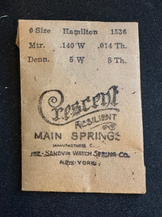 Crescent Resilient Mainspring for 0s Hamilton Factory No. 1536 - Steel