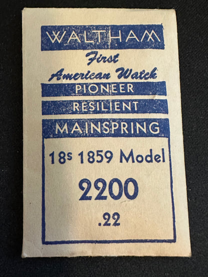 Waltham Factory Mainspring for 18s Model 1859 No. 2200 - Steel