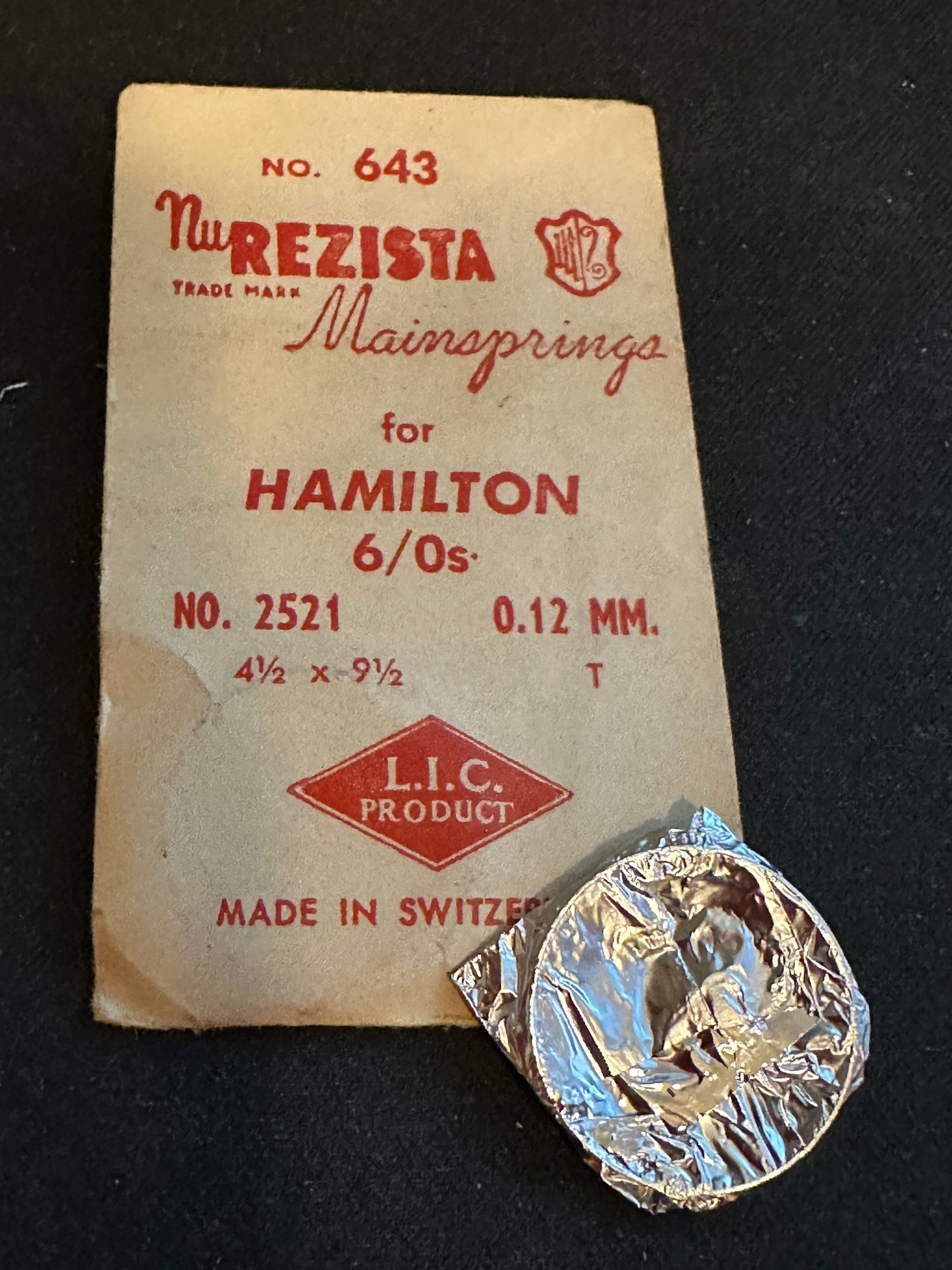 NuRezista Mainspring #643 for Hamilton 6/0s No. 2521- Steel