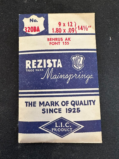 Rezista Mainspring #320BA for Font 155 & Benrus AK - Steel