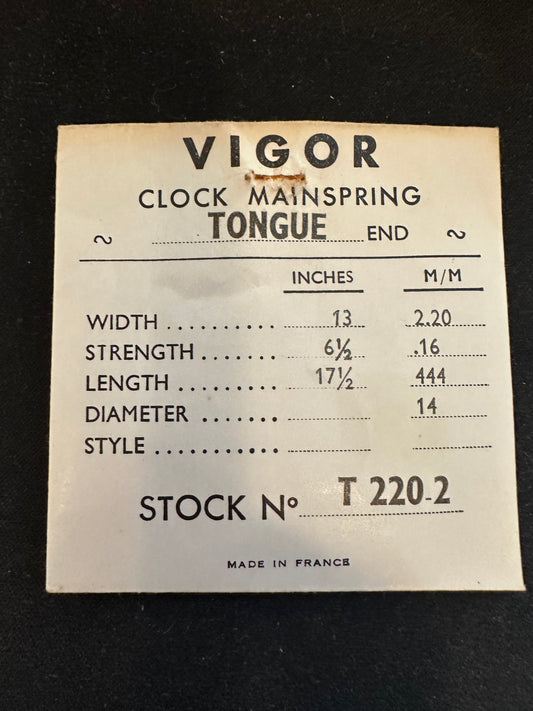 VIGOR Clock Mainspring for EMES 20 - 23 Alarm No. T220-2