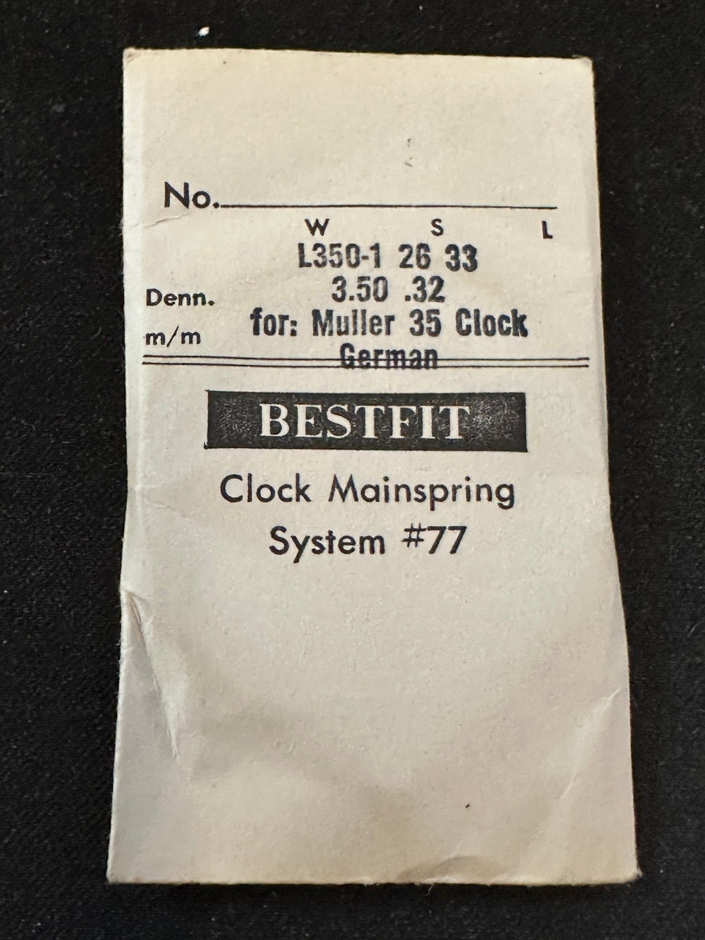 BESTFIT Clock TIME Mainspring for Muller 35 Clock No. L350-1
