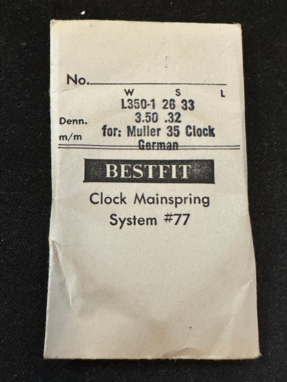 BESTFIT Clock TIME Mainspring for Muller 35 Clock No. L350-1