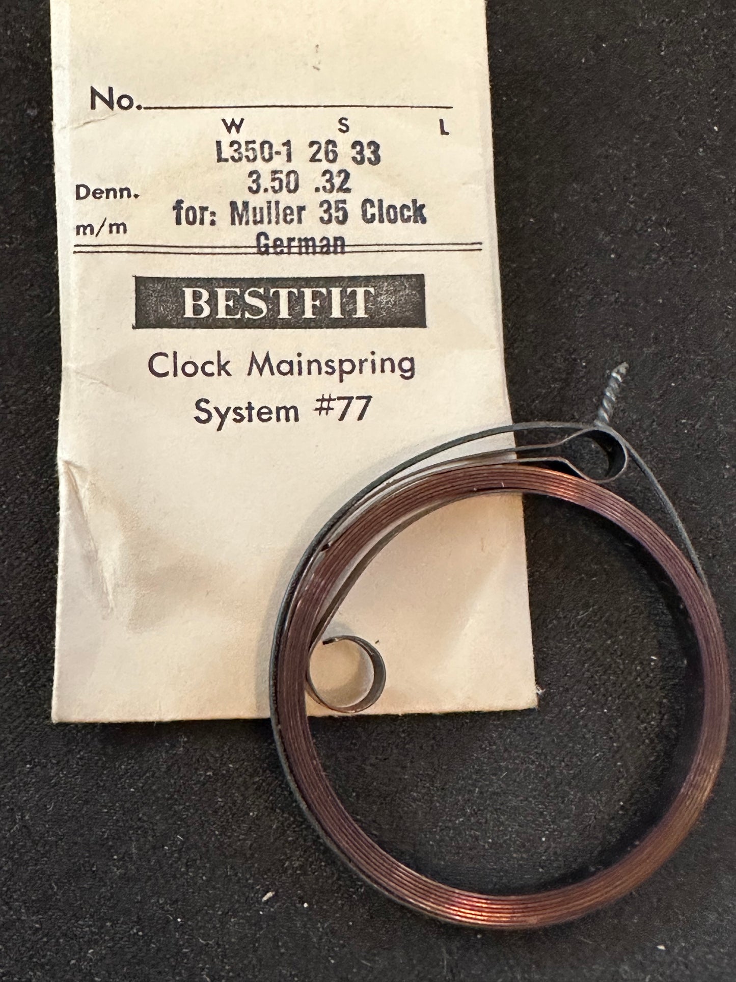 BESTFIT Clock TIME Mainspring for Muller 35 Clock No. L350-1