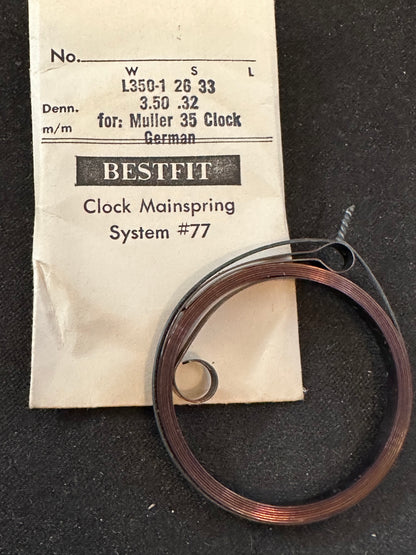 BESTFIT Clock TIME Mainspring for Muller 35 Clock No. L350-1