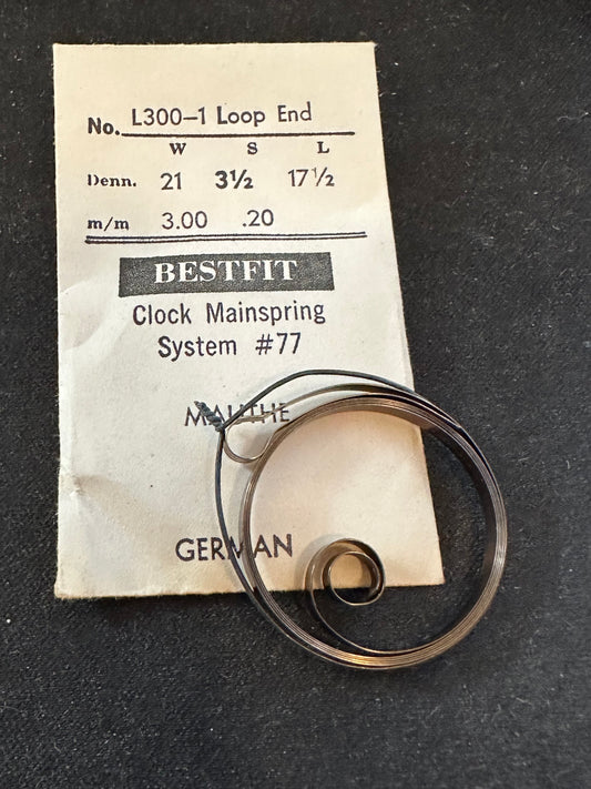 BESTFIT Open Loop Clock Mainspring for Mauthe German Clocks No. L300-1