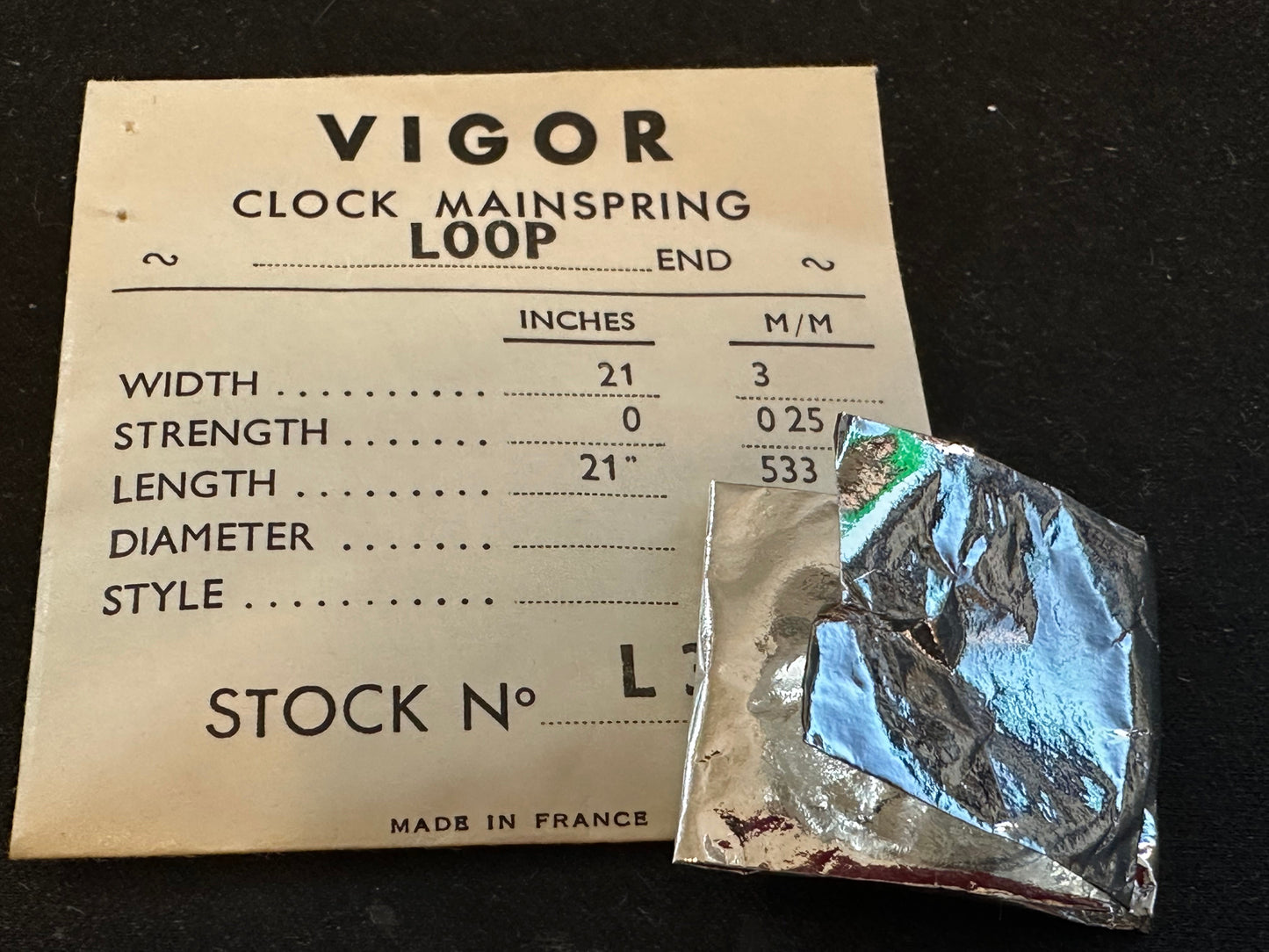 Vigor Open Loop Clock Mainspring - 21 x 0 x 21" Long - L 300.5