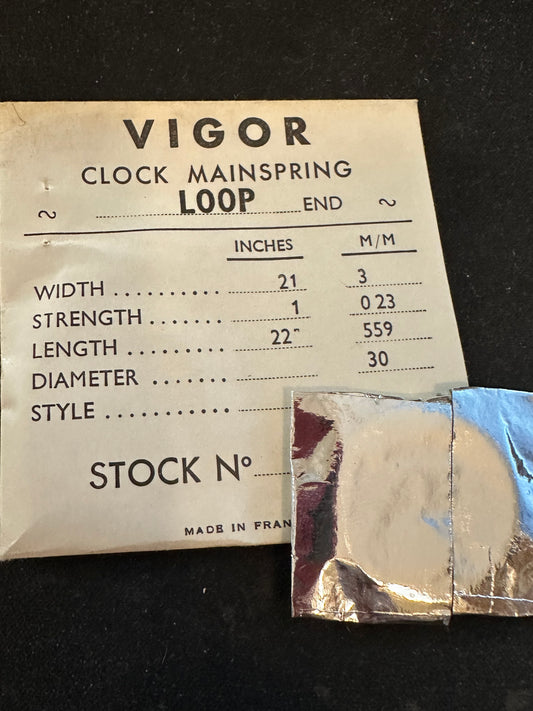 Vigor Open Loop Clock Mainspring - 21 x 1 x 22" Long - L 300.4