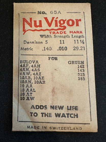 NuVigor Mainspring No. 64A for Bulova 10AB, 10AE, 10AN, 10AR, 10AA, 10AAL, 10AT, 10AW - Steel