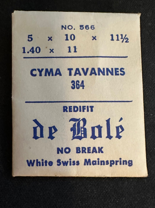de Bolé Mainspring No. 566 for Cyma Tavannes caliber 364 - Alloy