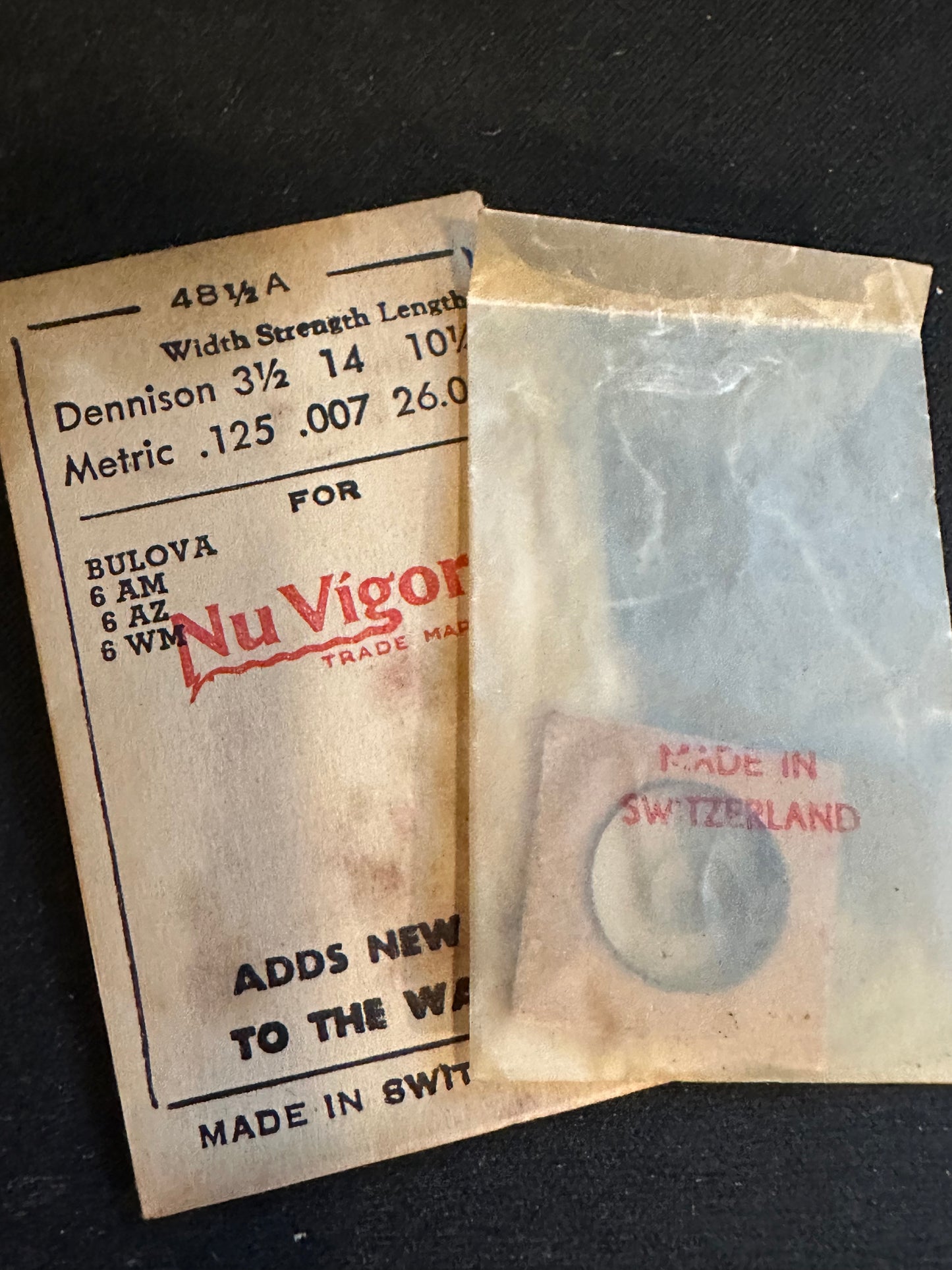 NuVigor Mainspring No. 48½A for Bulova caliber 6AM, 6AZ, 6WM - Steel