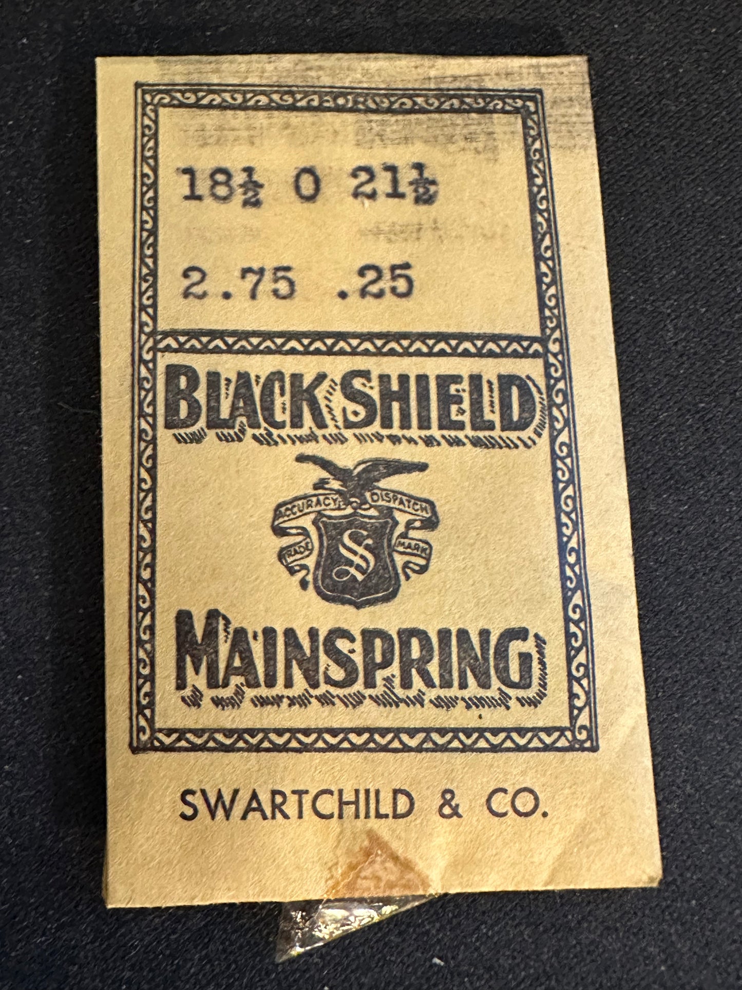 Swartchild Black Shield TIME Mainspring for Westclox Travette Alarm Clock