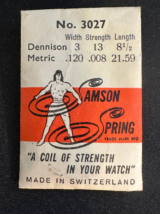 Samson Mainspring No. 3027 for Bulova 7T, 7AT, 3AB - Steel