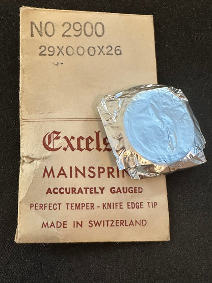 Excelsior #2900 Mainspring for Alarm / Travel Clocks - 29 x 3/0 x 26