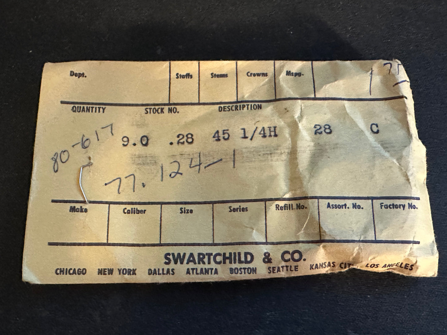 Swartchild Black Shield Clock Mainspring 9.0 x .28 mm x 45½” - Steel