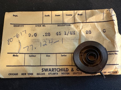 Swartchild Black Shield Clock Mainspring 9.0 x .28 mm x 45½” - Steel