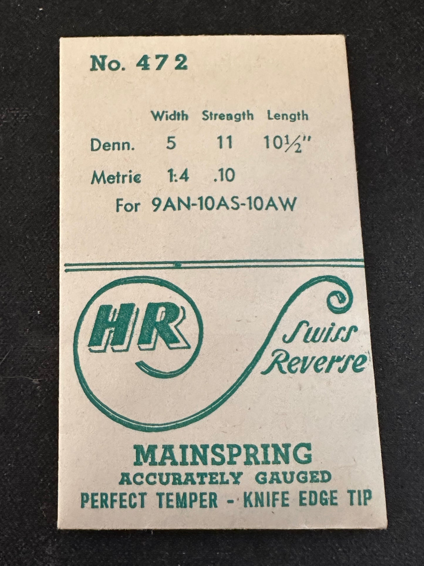 HR Mainspring #472 for Bulova 9AN, 10AS, 10AW - Steel