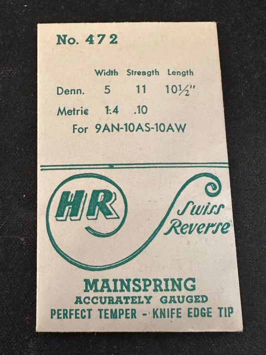 HR Mainspring #472 for Bulova 9AN, 10AS, 10AW - Steel