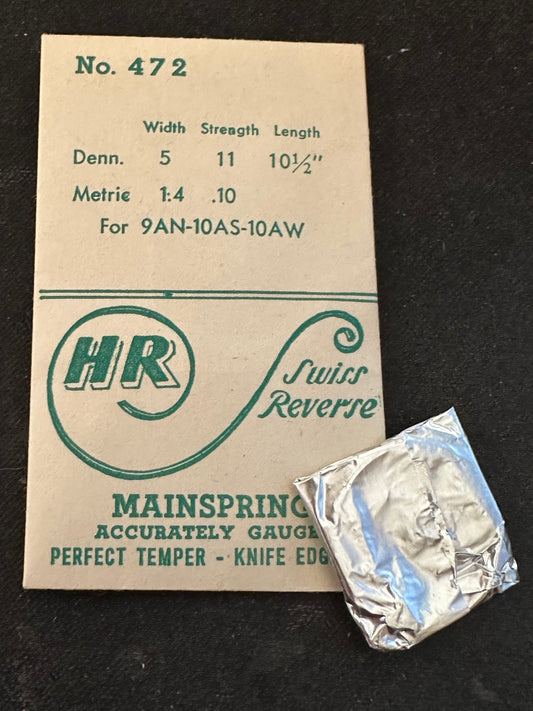 HR Mainspring #472 for Bulova 9AN, 10AS, 10AW - Steel