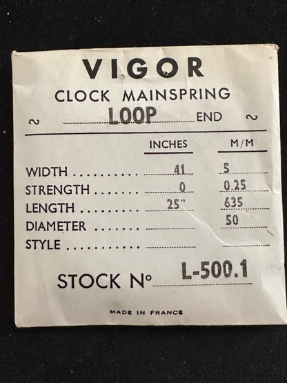 Vigor Open Loop Clock Mainspring - 41 x 0 x 25" Long - L 500.1