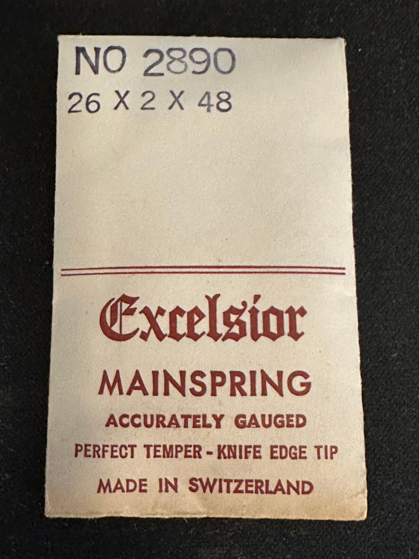 Excelsior #2890 Mainspring for Alarm / Travel Clocks - 26 x 2 x 48